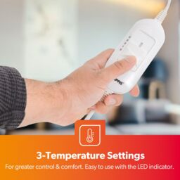 Geepas Electric Heated Under Blanket Double Temperature Control 3 Heat Settings 120x135 cm in White - Size: 120 cm x 150 cm - thumbnail 3