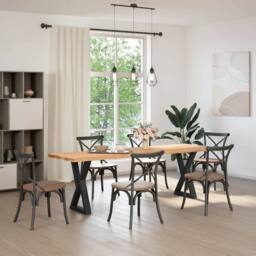 Berkfield Home Modern Dining Table Legs 2 pcs Black 60x(72-73.3) cm Steel - thumbnail 1