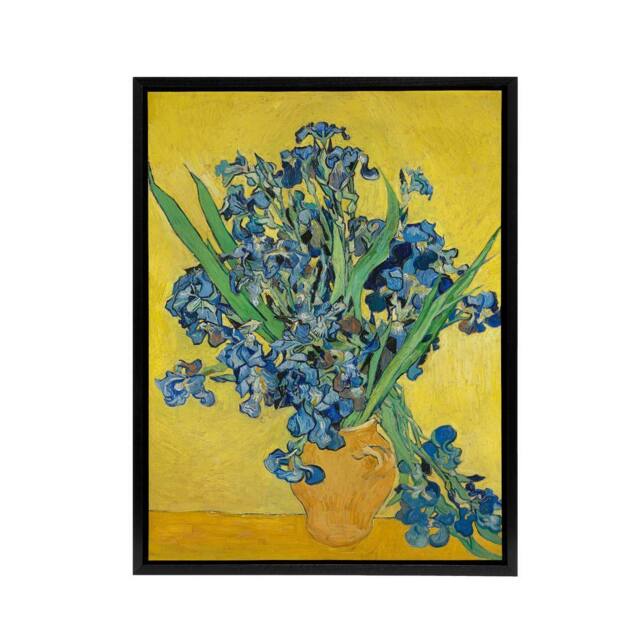 "Artery8 Van Gogh Irises Painting Framed Canvas Wall Art Print in Yellow - Size: W12"" x H16""" - image 1