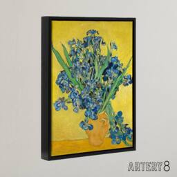 "Artery8 Van Gogh Irises Painting Framed Canvas Wall Art Print in Yellow - Size: W12"" x H16""" - thumbnail 2