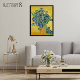 "Artery8 Van Gogh Irises Painting Framed Canvas Wall Art Print in Yellow - Size: W12"" x H16""" - thumbnail 3
