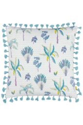 Furn Chamae Floral Tasselled Cushion in Lilac - Size: 50 cm x 50 cm - thumbnail 1