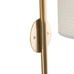 Wyld and Coco Wall Lamp Brass Finish Iron Beige Fabric Drum Shade Mid Century - thumbnail 6