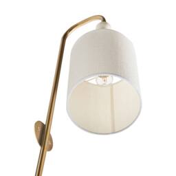 Wyld and Coco Wall Lamp Brass Finish Iron Beige Fabric Drum Shade Mid Century - thumbnail 5