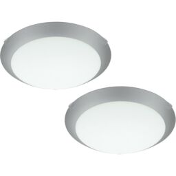 Loops 2 PACK Wall Flush Ceiling Light White Steel White Silver Satin Glass E27 1x60W