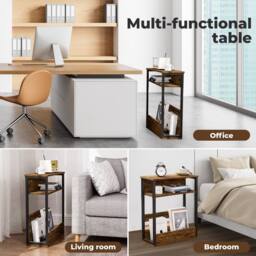 Levede Coffee Table with Storage Shelf Bedside Cabient Sofa Side End Tables in Brown - thumbnail 6