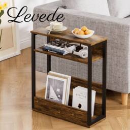 Levede Coffee Table with Storage Shelf Bedside Cabient Sofa Side End Tables in Brown - thumbnail 8