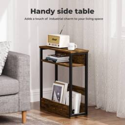 Levede Coffee Table with Storage Shelf Bedside Cabient Sofa Side End Tables in Brown - thumbnail 2