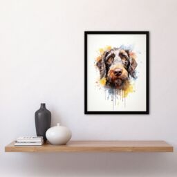 "Artery8 Wall Art Print Wirehaired German Pointer Lovers Gift Watercolour Pet Portrait Painting Artwork Art Framed - Size: W12"" x H16""" - thumbnail 4