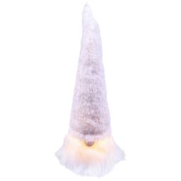 mysmartbuy Set of 2 White Light Up Christmas Gonks - Festive Xmas Faceless Fluffy Bearded Gonk Gnome Decoration with LED Face - H22 & 18cm - thumbnail 4