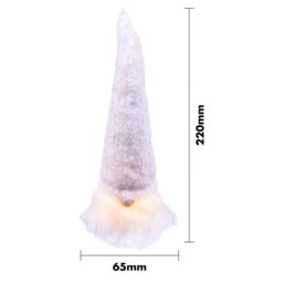 mysmartbuy Set of 2 White Light Up Christmas Gonks - Festive Xmas Faceless Fluffy Bearded Gonk Gnome Decoration with LED Face - H22 & 18cm - thumbnail 6
