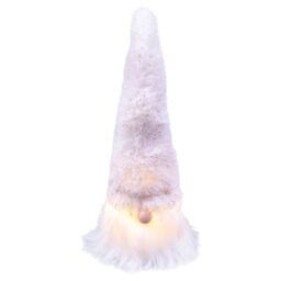mysmartbuy Set of 2 White Light Up Christmas Gonks - Festive Xmas Faceless Fluffy Bearded Gonk Gnome Decoration with LED Face - H22 & 18cm - thumbnail 3