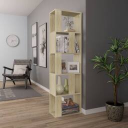 Berkfield Home Book Cabinet/Room Divider Sonoma Oak 45x24x159 cm Engineered Wood in Light Tan - Size: 45 x 24 x 159 cm - thumbnail 4