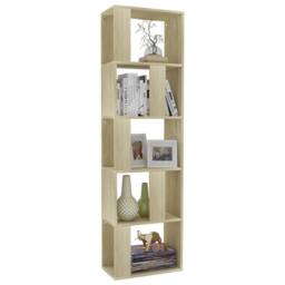 Berkfield Home Book Cabinet/Room Divider Sonoma Oak 45x24x159 cm Engineered Wood in Light Tan - Size: 45 x 24 x 159 cm - thumbnail 3