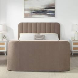 Aspire Cresta Curved Chenille TV Bed with Ottoman Storage in Taupe - Size: Double - thumbnail 4