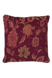 Paoletti Zurich Floral Jacquard Cushion in Burgundy - Size: 45 cm x 45 cm