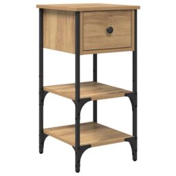 Berkfield Home Bedside Cabinets 2 pcs Artisan Oak 34x36x70 cm Engineered Wood in Beige - Size: 34 x 36 x 70 cm - thumbnail 5