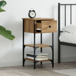 Berkfield Home Bedside Cabinets 2 pcs Artisan Oak 34x36x70 cm Engineered Wood in Beige - Size: 34 x 36 x 70 cm - thumbnail 4