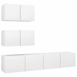 Berkfield Home Modern 4 Piece TV Cabinet Set White Engineered Wood - thumbnail 3