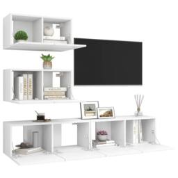 Berkfield Home Modern 4 Piece TV Cabinet Set White Engineered Wood - thumbnail 1