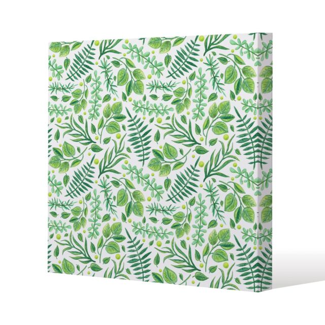 Benjamin Tate Design Mixed Green Leaves (Canvas Print) / 114 x 114 x 4cm in Natural - Size: 114 x 114 x 4 cm - image 1