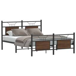 Berkfield Home Bed Frame without Mattress Brown Oak 140x190 cm Engineered Wood - thumbnail 2