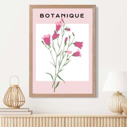 ARTZE Pink Hollyhock Flower Market Boho Framed Print SIZE: A2 with Oak Frame - Size: A3 - thumbnail 2