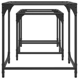 Berkfield Home Nesting Coffee Tables 2 pcs with Transparent Glass Top Steel in Black - thumbnail 5
