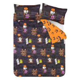 Smart Living Luxury Soft Reversible Haunted House Duvet Cover & Pillowcases in Charcoal - Size: Single - thumbnail 7