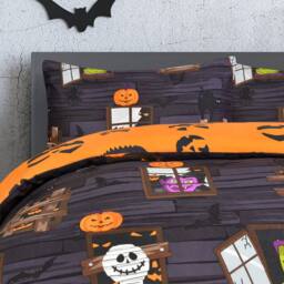 Smart Living Luxury Soft Reversible Haunted House Duvet Cover & Pillowcases in Charcoal - Size: Single - thumbnail 5