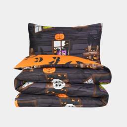Smart Living Luxury Soft Reversible Haunted House Duvet Cover & Pillowcases in Charcoal - Size: Single - thumbnail 8