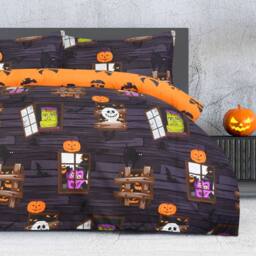Smart Living Luxury Soft Reversible Haunted House Duvet Cover & Pillowcases in Charcoal - Size: Single - thumbnail 6