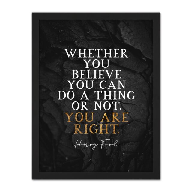 "Artery8 Wall Art Print Slate Quote Henry Ford You Are Right Large Framed Wall Décor Art in Brown - Size: W18"" x H24""" - image 1