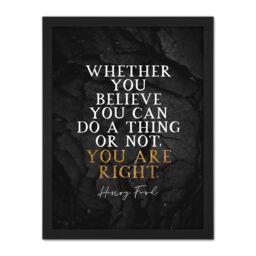 "Artery8 Wall Art Print Slate Quote Henry Ford You Are Right Large Framed Wall Décor Art in Brown - Size: W18"" x H24""" - thumbnail 1