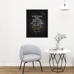 "Artery8 Wall Art Print Slate Quote Henry Ford You Are Right Large Framed Wall Décor Art in Brown - Size: W18"" x H24""" - thumbnail 2