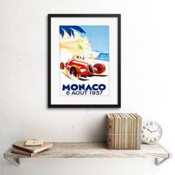 "Artery8 Racing Car Monaco 1937 Grand Prix Artwork 12x16"" Framed Wall Art Print - Size: W12"" x H16""" - thumbnail 2