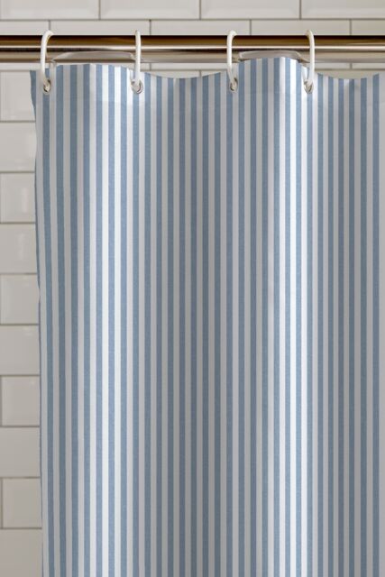 Catherine Lansfield 'Timeless Stripe' Shower Curtain in Blue - Size: 180 cm width x 180 cm drop - image 1