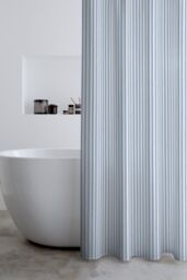 Catherine Lansfield 'Timeless Stripe' Shower Curtain in Blue - Size: 180 cm width x 180 cm drop - thumbnail 2