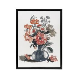 "Artery8 Flower Bouquet in a Vase Still Life Teyler Black Framed Canvas Art in White - Size: W12"" x H16""" - thumbnail 1