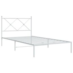 Berkfield Home Metal Bed Frame without Mattress with Headboard White 100x200cm - Size: 100x200 cm - thumbnail 3