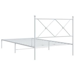 Berkfield Home Metal Bed Frame without Mattress with Headboard White 100x200cm - Size: 100x200 cm - thumbnail 6