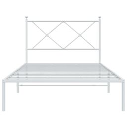 Berkfield Home Metal Bed Frame without Mattress with Headboard White 100x200cm - Size: 100x200 cm - thumbnail 4
