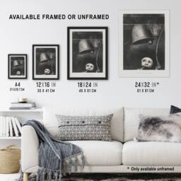 Artery8 A Mask Tolls The Funeral Knell Redon Vintage Framed Wall Art Print in Grey - Size: A4 - thumbnail 3