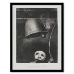 Artery8 A Mask Tolls The Funeral Knell Redon Vintage Framed Wall Art Print in Grey - Size: A4 - thumbnail 1