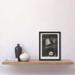 Artery8 A Mask Tolls The Funeral Knell Redon Vintage Framed Wall Art Print in Grey - Size: A4 - thumbnail 4