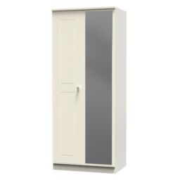 Ready Assembled 2 U Albert 2 Door Mirrored Wardrobe (Ready Assembled) in Cream - thumbnail 3