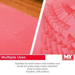 M.Y Pink Foam Baby Play Mat Floor Tiles 29x29 in Baby Pink - Size: 3 Pack - thumbnail 2