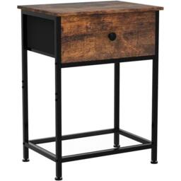 FORGEVIO Bedside Table Set of 2, Small Side Table with Fabric Drawer in Brown - thumbnail 5