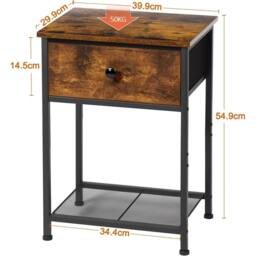 FORGEVIO Bedside Table Set of 2, Small Side Table with Fabric Drawer in Brown - thumbnail 2