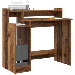 Berkfield Home Desk with Desk Lamps with Shelf with Storage Old wood Engineered wood in Brown - thumbnail 3